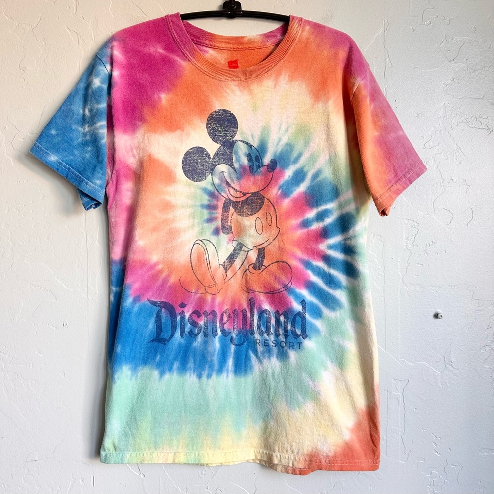 Disney‎ Vintage Disneyland Rainbow Tie-Dye Classic Mickey Mouse Tee Adult Small